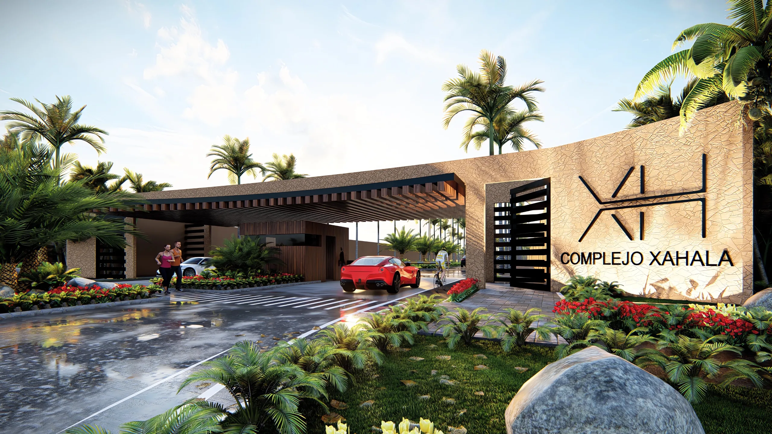 Acceso principal de Complejo Xahala en Chacala, Nayarit